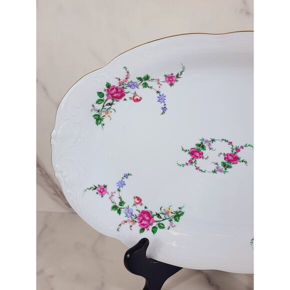 Royal Kent Poland Serving Oval Platter 13" Round Salad Bowl 9" Porcelain x2 Vtg - Picture 4 of 15